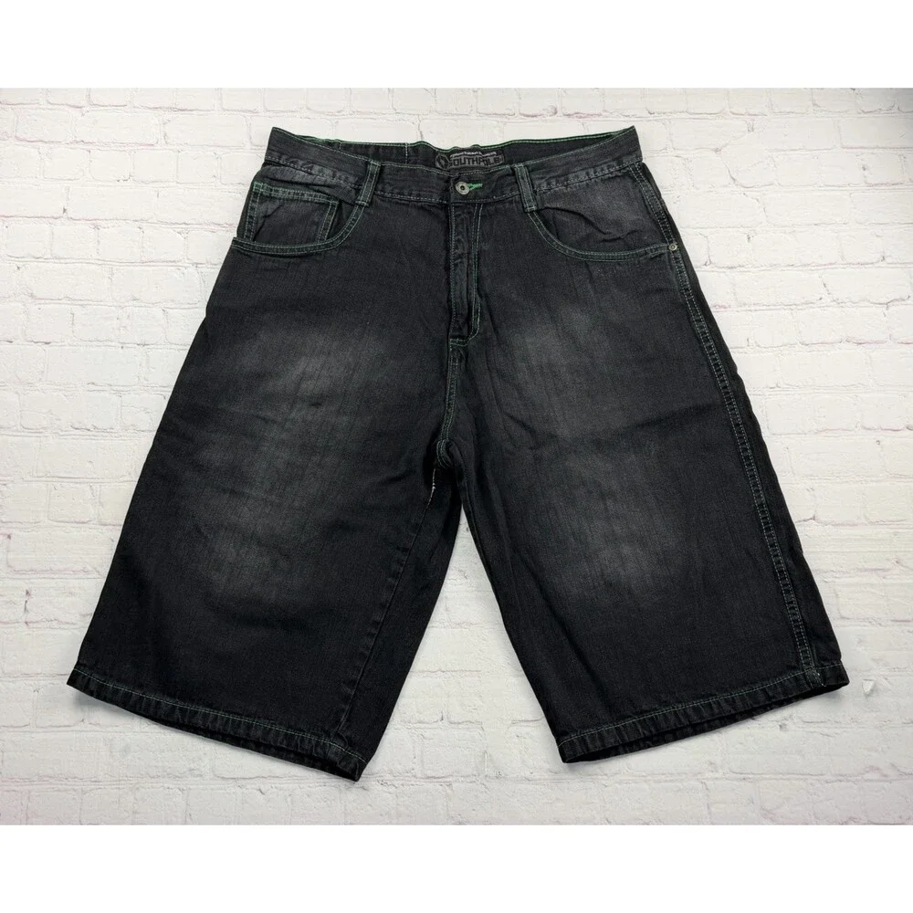 Vintage Southpole Black Jean Shorts Mens 38 Shorts Baggy Y2K Hip Hop